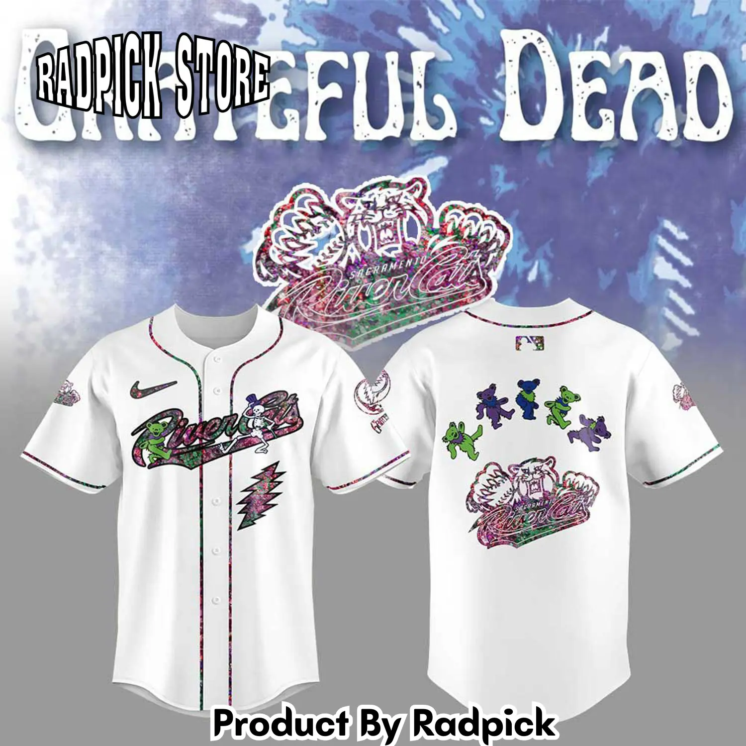 Radpick sacramento river cats grateful dead night baseball jersey rp127192